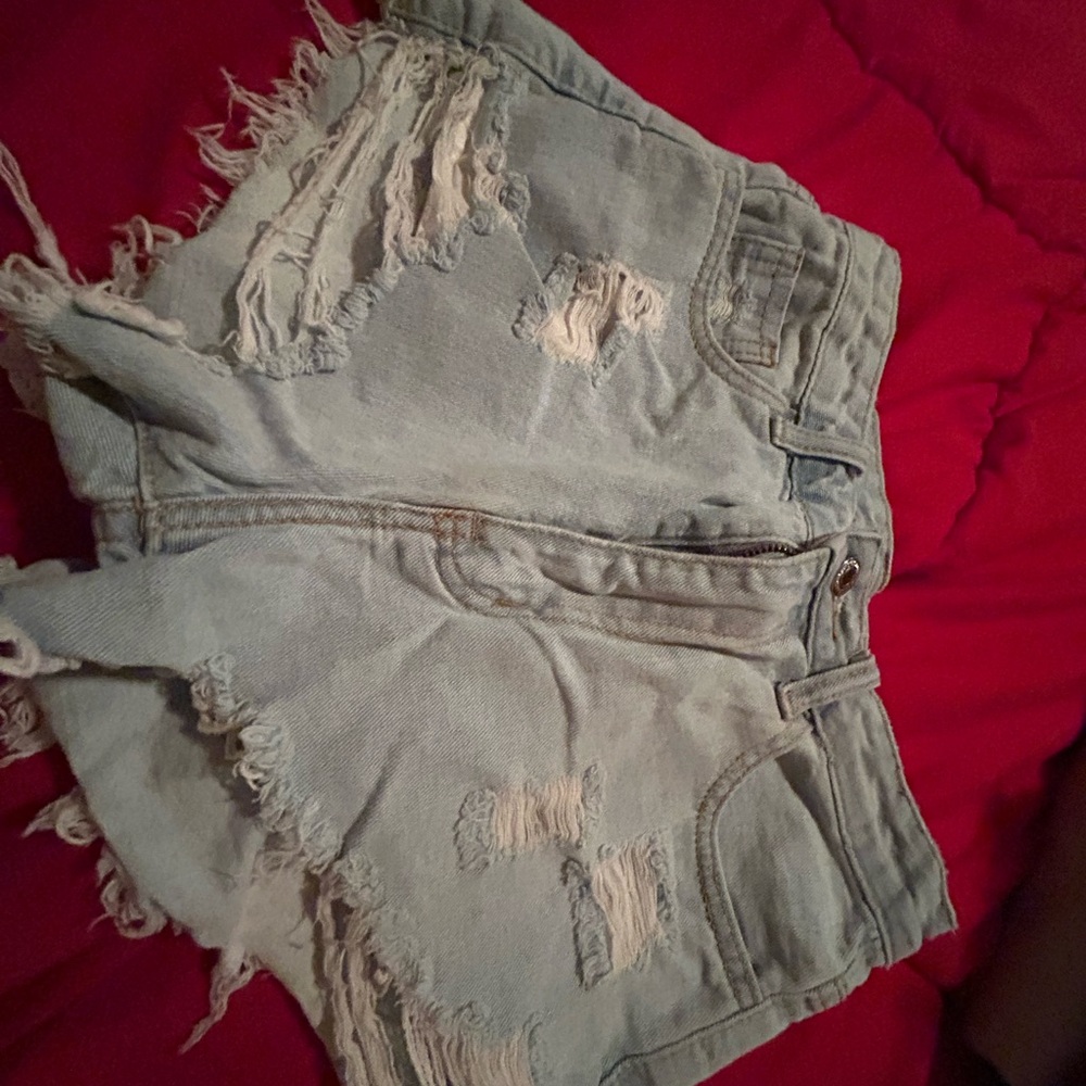 SHEIN Light Blue Distressed Jean Shorts